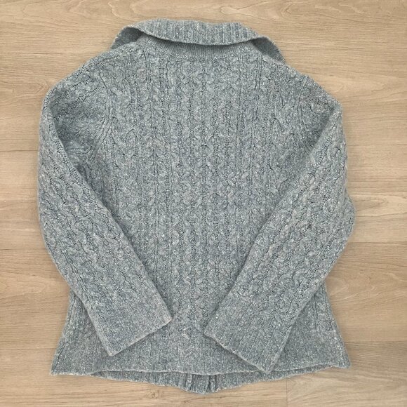 LL Bean Womens Cardigan Blue Gray Wool Blend Button Up Sz M Fishermans Cozy - Picture 4 of 7